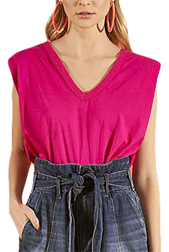 Camiseta Colcci Comfort Decote V Ve23 Rosa Feminino