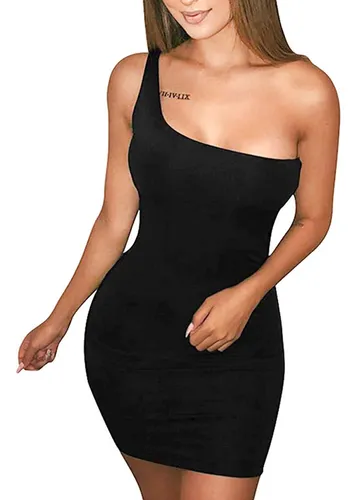 Vestido Corto Casual Una Sola Manga Fiesta De Noche Cuotas sin