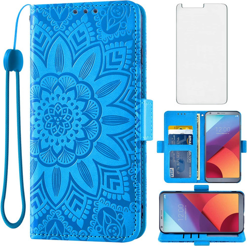 Asuwish Funda Para Teléfono Lg G6 Con Protector De Pantalla Azul.