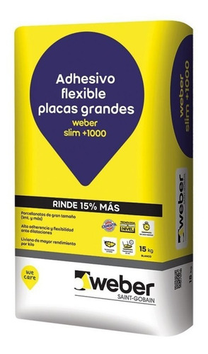 Adhesivo Weber Slim +1000 Grandes Formatos 15kg