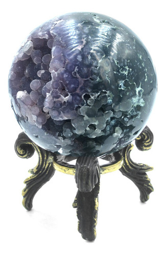 Esfera De Exhibición De Calcedonia De Uva Con Soporte