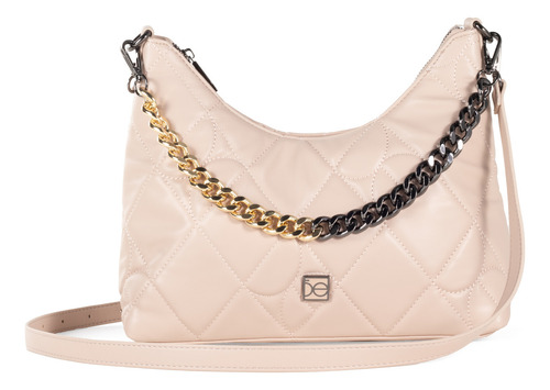 Bolsa Hobo Cloe Para Mujer Acolchado En Forma De Rombos Color Nude