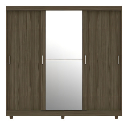 Guarda-roupa Bartira Luigi cor nogueira/branco de mdp com 3 portas corrediças