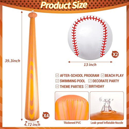 Bate De Béisbol Inflable Y Pelota Para Niños,