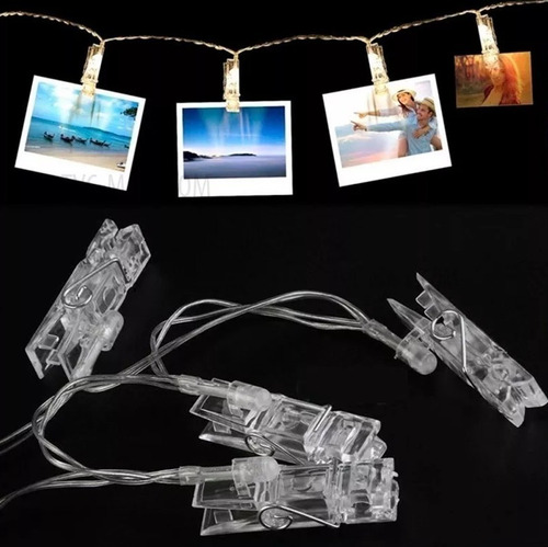 Imagen 6 de 10 de Guirnalda Luces Led 20 Broches 3 Metros Pilas Fiesta Diversi