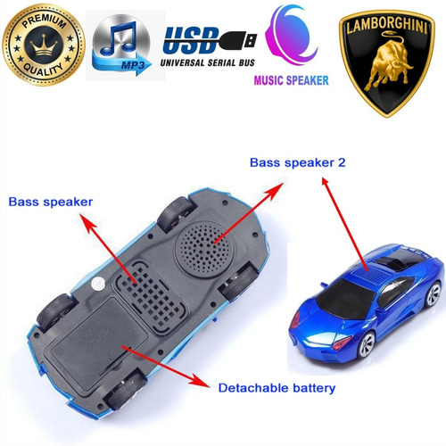 Imagen 3 de 6 de Corneta Mp3 Reproductor Usb Fm Pc Dvd Sd Lamborghini W9