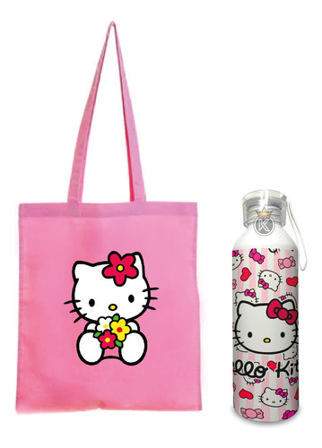 Tote Bag Hello Kitty R + Botella En Aluminio - Estampaking