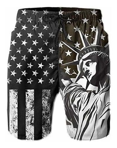 Juvenil Amp; Adult Swim Trunks, American Flag Beach B3cj1