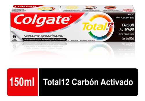 Crema Dental Colgate Total 12 Carbon Activado X 150ml