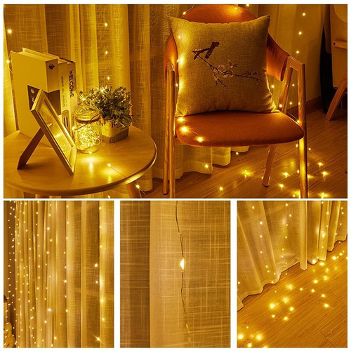 Imagen 7 de 10 de Cortinas Serie Luces Decorativas Led Usb 300led 3x3m 2piezas