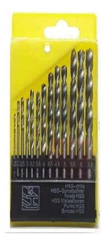 Juego De Mechas 1.5 A 6.5mm. Acero Rapido Madera X 13 Piezas