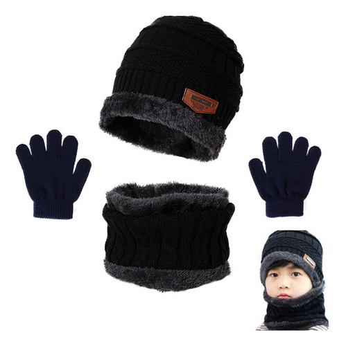 Conjunto De Gorro, Bufanda, Guantes, Forro Polar, Invierno,