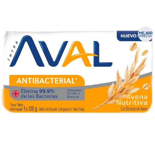 Imagen 1 de 6 de Jabon De Tocador Avena Antibacterial Aval - Mejor Precio