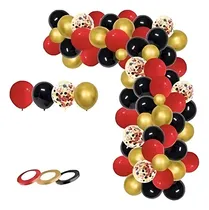 Comprar Arco De Globos Negro Rojo Dorado Confetti Decoracion
