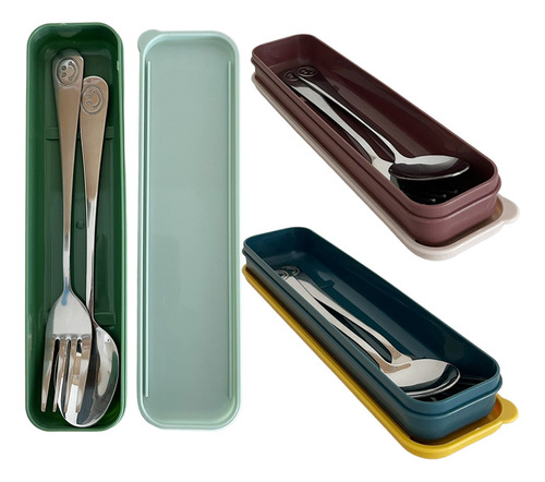 Juego Cubierto Cuchara+tenedor Acero Inox C/ Estuche