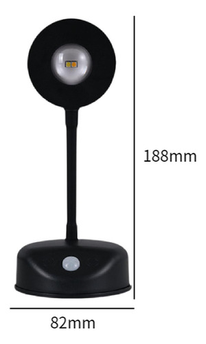 Luz Nocturna Led Con De Movimiento, De Pared Con 3 Negro