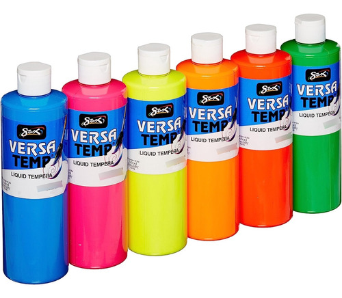 6 Pack De Pinturas Tempera Colors Fluorecentes Sax Versatemp