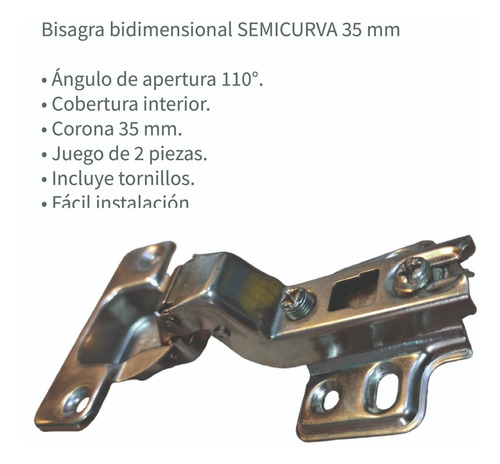 Bisagra Bidimensional Curva C/suave 35mm 4 Pares P/puerta