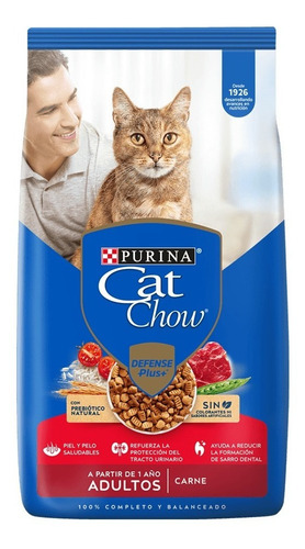 Alimento Cat Chow Defense Plus Multiproteína para gato adulto sabor carne en bolsa de 8kg