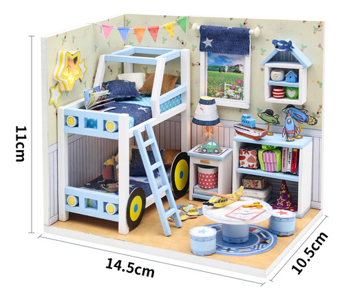 Camewin Bloco De Construção Brinquedos - Mini Casa De Madeira Casa De Bolso Com Luz Led