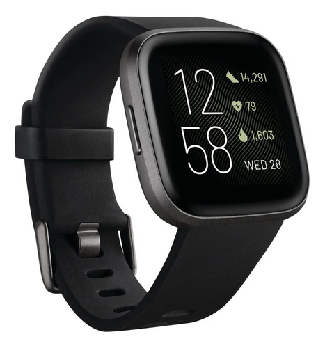 Imagen 1 de 2 de Smartwatch Fitbit Versa 1.34" caja de  aluminio anodizado  black, malla  black de  elastómero y aluminio anodizado FB505