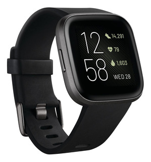 Smartwatch Fitbit Versa 1.34" caja de aluminio anodizado black, malla black de elastómero y aluminio anodizado FB505