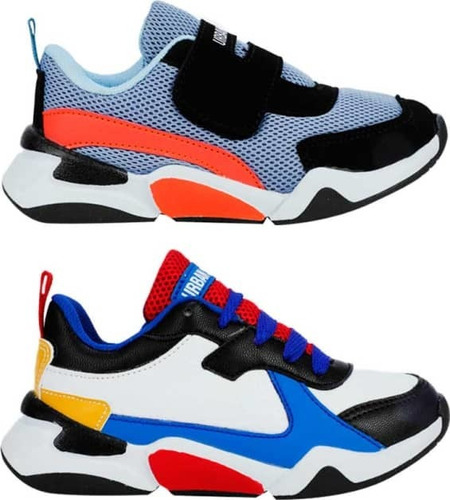 Tenis Para Niño Kit 2x1 Urban Shoes 640 Azul Blanco Negro