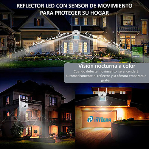 Reflector Camara Ip Wifi Exterior 180° Movimiento Alarma P2p