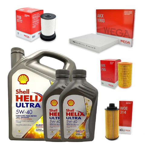 Kit 4 Filtros + 6l Aceite Shell 5w40 Chevrolet S10 2.8 Ctdi