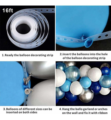 Imagen 5 de 6 de Kit Del Arco De La Guirnalda Del Globo Azul Y Blanco Plata 1