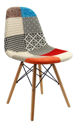 Silla Eames Patchwork Patas En Madera Para Comedor - Sala 