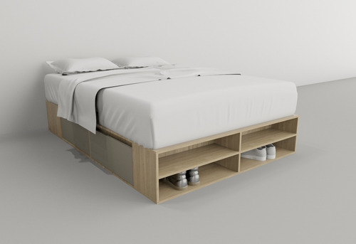 Imagen 4 de 8 de Box De Cama Con Cajonera + Zapatero Organizador Base Somier