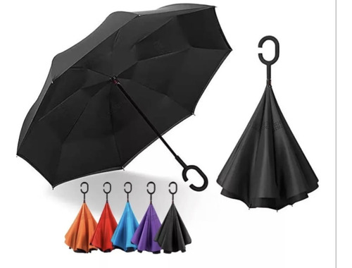 Paraguas Sombrillas Manos Libres Invertido Con Forro Doble 