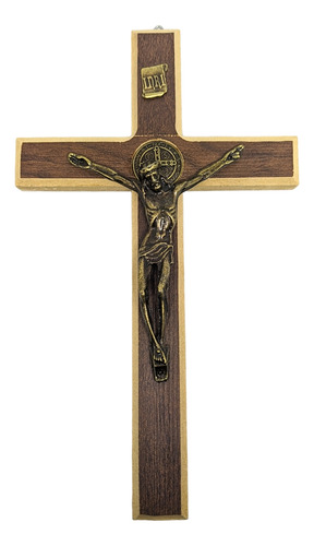 Cruz Crucifixo Parede Em Madeira Metal 