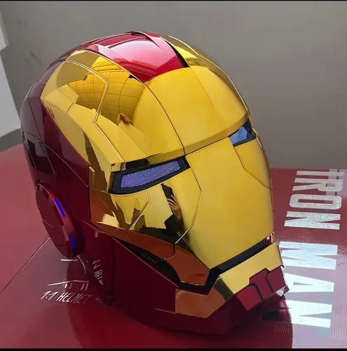 Helmet Ironman Rojo Con Dorado Casco Voz Touch Control