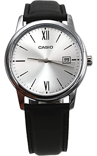 Casio Mtp-v002l-7b3 Reloj Analógico Estándar De Cuero Negro