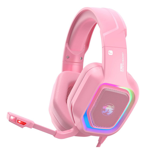 Auriculares Gamer Ziumer Z30 C/ Rgb/ Mic. Rosas