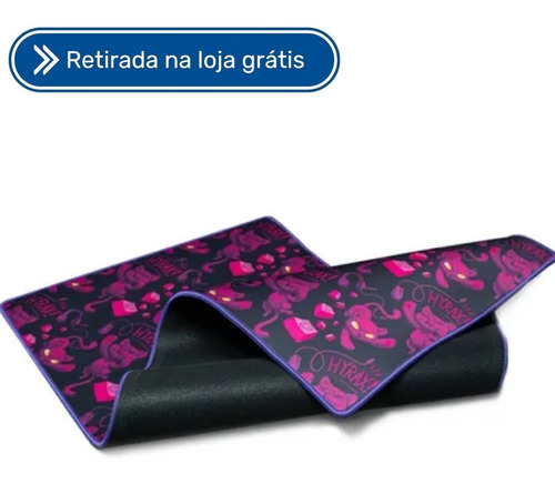 Mousepad Ilustrado Hyrax  900x400 Bordas Costuradas Rosa