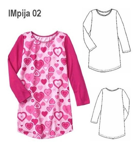 ( Moldes De Ropa)  Pijama Camisa Niña 0902