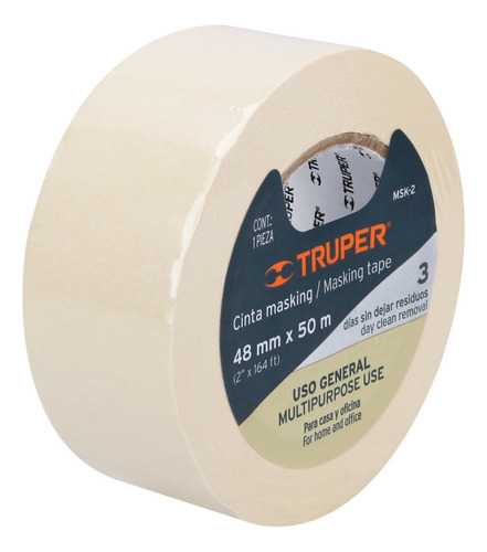 Imagen 2 de 4 de Masking Tape 2' X 50 Mt Truper 12593