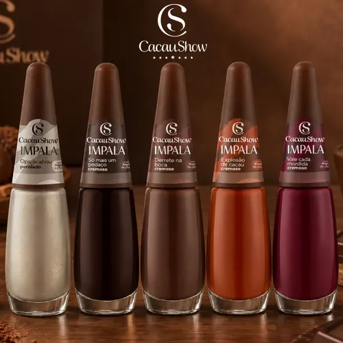 Kit 5 Esmaltes Impala Lançamento Cacau Show Cremoso/Perolado
