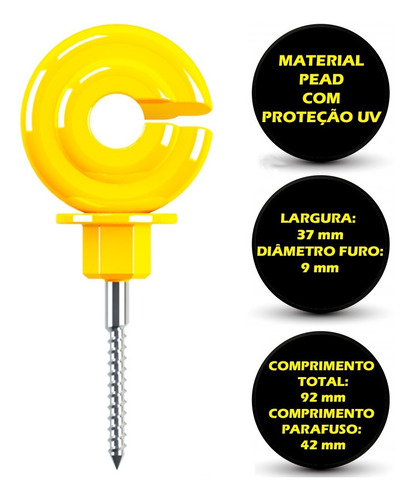 Imagem 2 de 8 de 50 Unidades Isolador Gancho Curto Anel Cerca Eletrica Rural