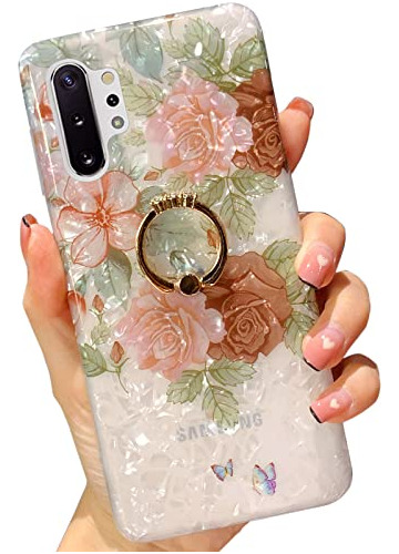Funda Para Galaxy Note 10 Plus 6.8 Pulgada Floral Cafe Tp-02