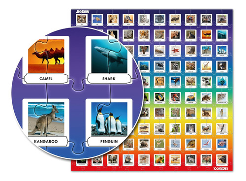 100 Pics Jigsaw Quiz Animals, 2 Juegos En 1, Rompecabezas + 