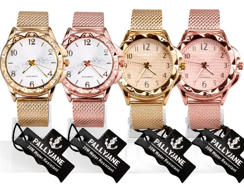 comprar Relogio Feminino Banhado Kit 4 Prova Ouro Premium Dagua