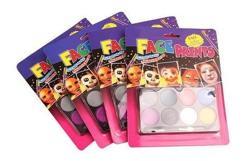 Kit Pinta Caritas Maquillaje Halloween Fiestas 8 Colores