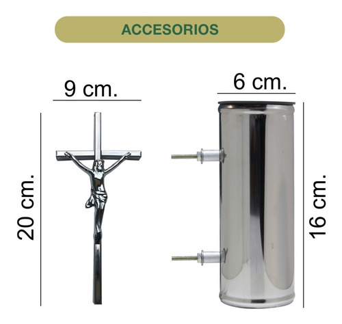 Imagen 2 de 8 de Combo Placa + Florero + Cruz. Para Cementerio, Lapidas.