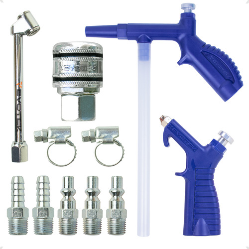 Kit com Engate Rápido Bico Passar Ar Pulverizador Calibrador Pro Bico de encher pneu Evotek