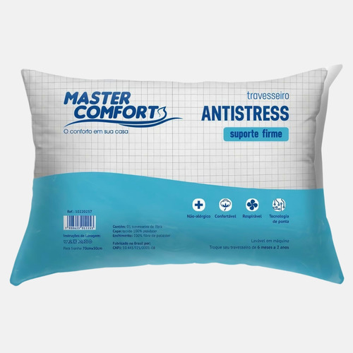 Travesseiro  50x70cm Peletizado Anti Stress Master Comfort
