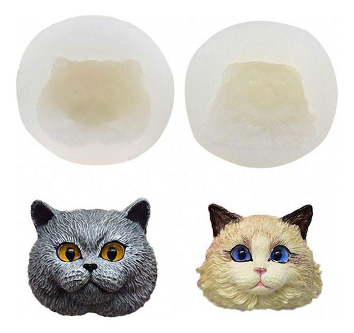 Set Of 2 Pet Cat Silicone Resin Molds, British Shorthair & R